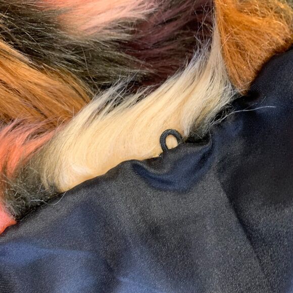 Cara Faux Fur Vest Large Multicolor Patchwork Y2K Mob Wife Maximalist Statement - Picture 5 of 11